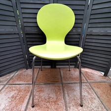 Retro IKEA Modern Stacking Cafe Bistro Kitchen Dining Chair Yellow Chrome Frame