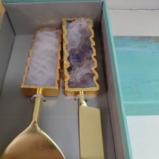Anthropologie Agathe cake serving set , golden NIB GIFT