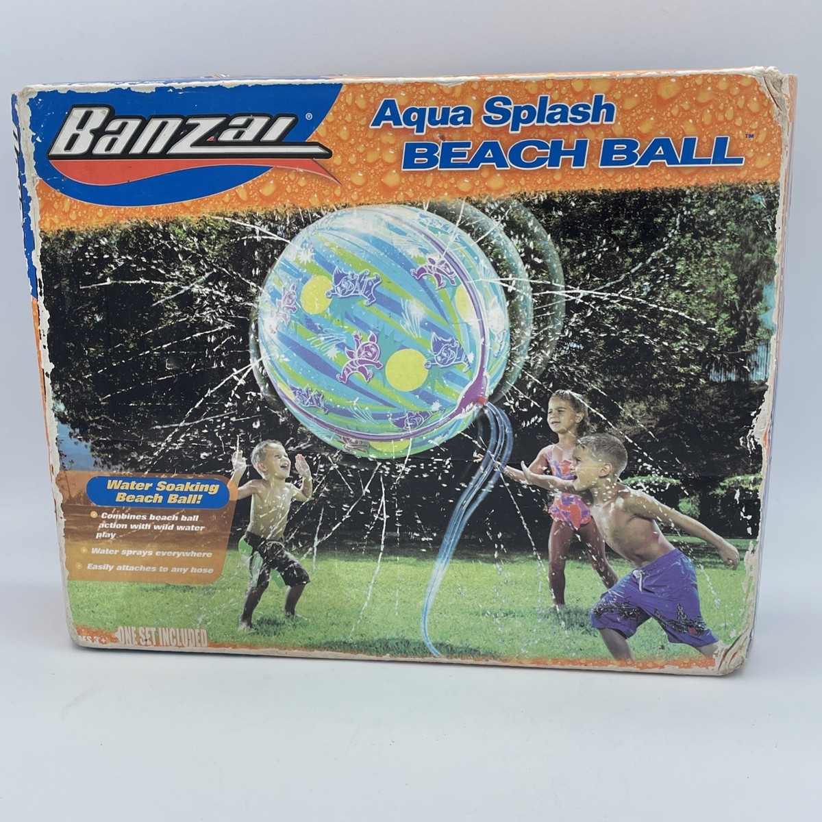 18” Banzai Aqua Splash Beach Ball, Water Soaker Beach Ball NIB Toy
