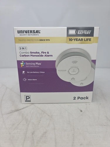 USI 2-Pack 10-Year Battery Combination Smoke and Carbon Monoxide Detector. New