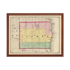 Old Map of Alcona County, MI 1873 - Vintage Michigan Art