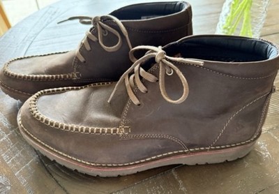 CLARKS VARGO Boots LEATHER Mid ANKLE Chukka Dark Brown Men s Size 11.5