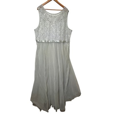Torrid Gown 26 Gray Silver NEW Illusion Yoke Princess Sequin Fairy Whimsigoth