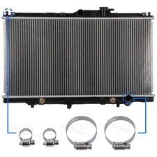 Radiator with Universal Oil Hose Clamps Kit for Acura CL Honda Accord Prelude