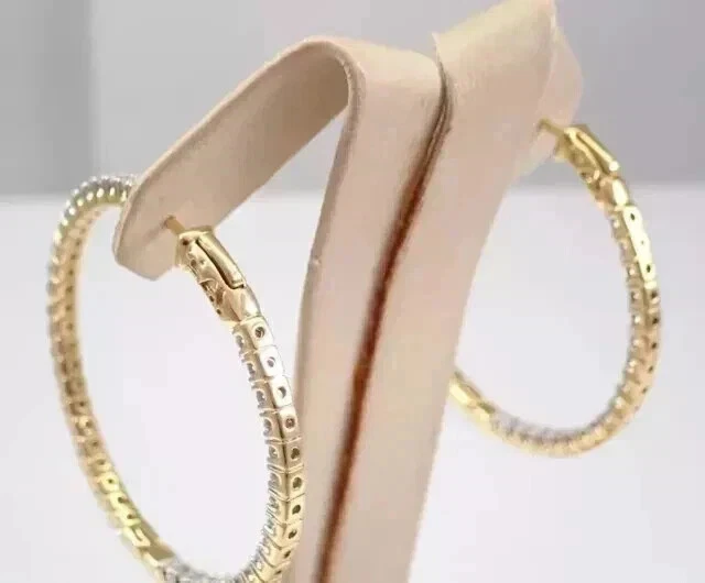 2Ct Round Cut Lab-Created Hoop Huggie Earrings In 14K Yellow Gold Plated Silver - Image 4 of 4