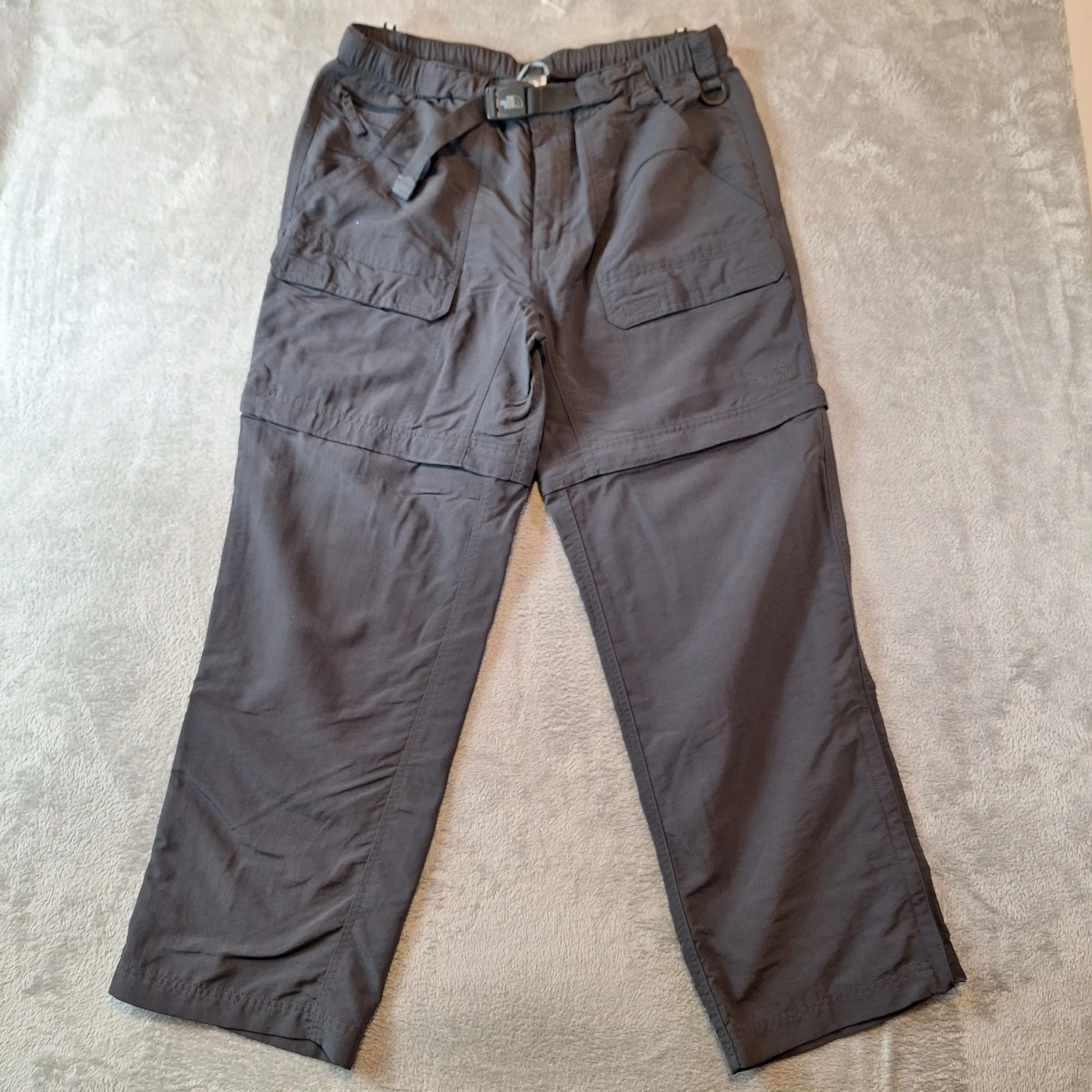 The North Face Convertible Pants Mens Large Short Dark Gray Nylon Cargo Elastic