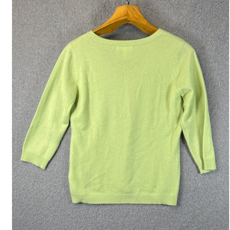 Suéter Sigrid Olsen Mujer Cachemira Cuello en V Manga 3/4 Verde Talla M Vacaciones Usado en Excelente Condición Foto 4 de 4