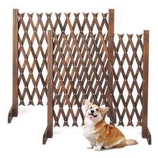 2Pcs Expandable Accordion Dog Gate Wood Pet Dog Fence Safety Protection Doorway