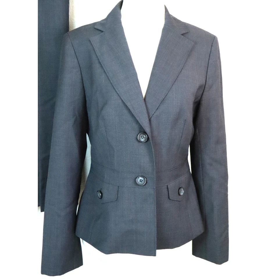 Calça Ann Taylor LOFT cinza pequeno lã terno bootcut perna larga corporativa 6p trabalho - Imagem 2 de 4