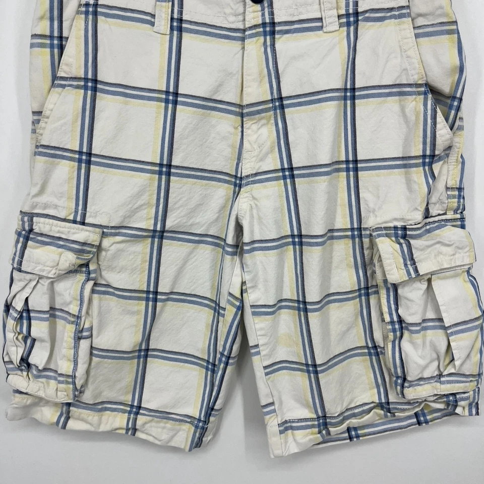 Pantalones Cortos Carga Old Navy Para Hombre Talla 29 Blanco Azul Estampado a Cuadros Bolsillos De Colección Y2K Foto 3 de 4
