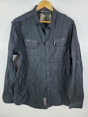 Vintage Sean John Black Tailored Fit Long Sleeve Button Up Shirt Men s Size XL