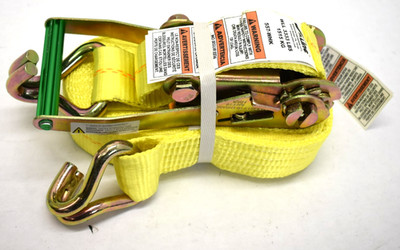 S-Line by Ancra 2'' x 27 ft Ratchet Tie Down Strap J-Hooks WLL 3333 lbs Yellow