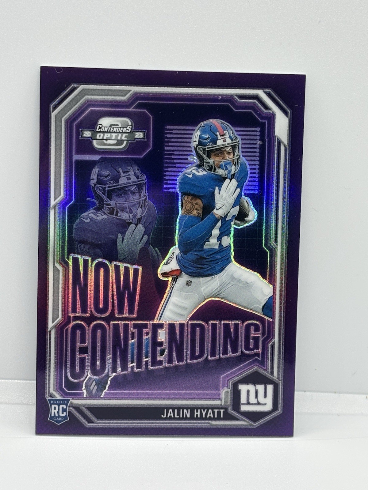 Jalin Hyatt 2023 Panini Contenders Optic Now Contending Purple #NC-JHT