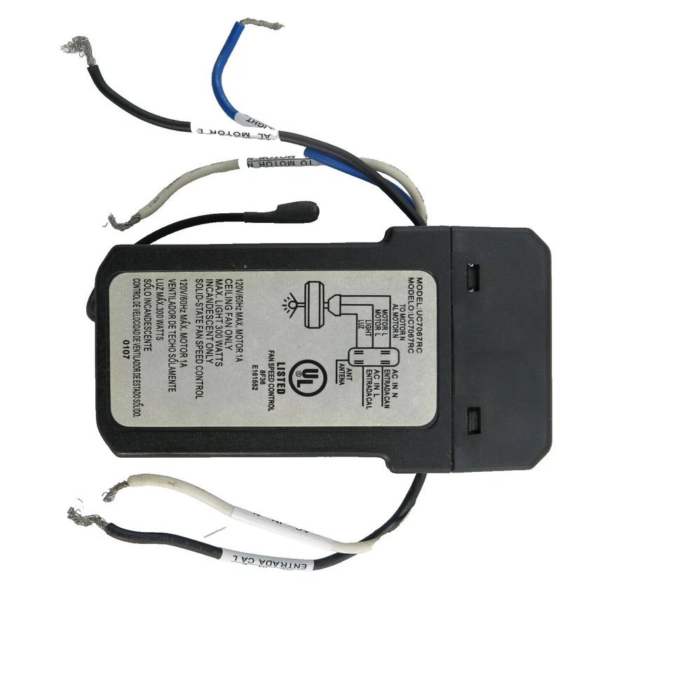Hampton Bay Replacement Ceiling Fan Motor Control Receiver UC7067RC Black/Green - Image 2 of 4