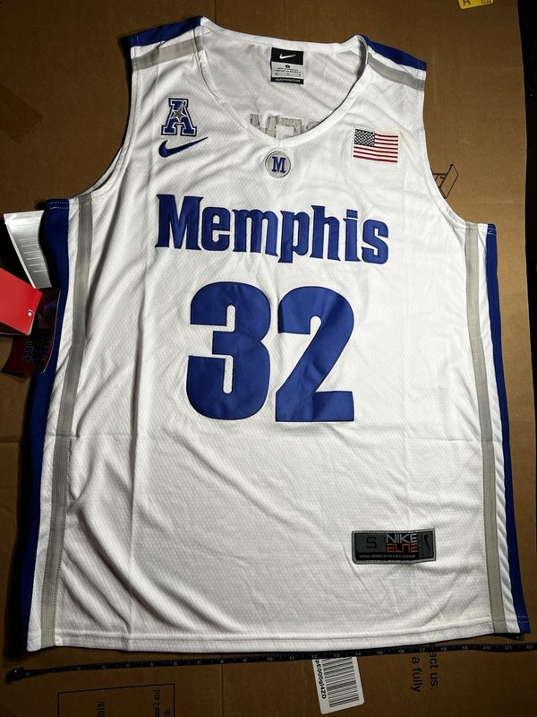 Nike Memphis Tigers Wiseman #32 Basketball Jersey White/Blue/Gray Size S