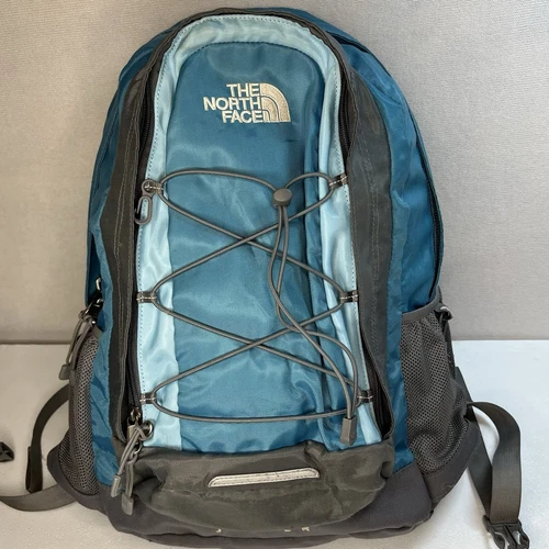 The North Face Jester Backpack Blue Gray Large School Travel Hiking Bungee YKK