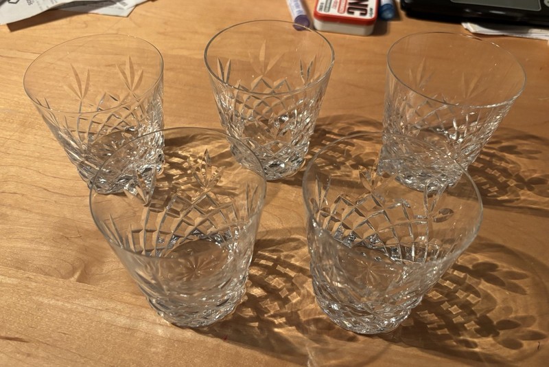 (5) Lenox Capella Old Fashioned 3 1/2 Inch Clear Cut Crystal Glasses - Excellent