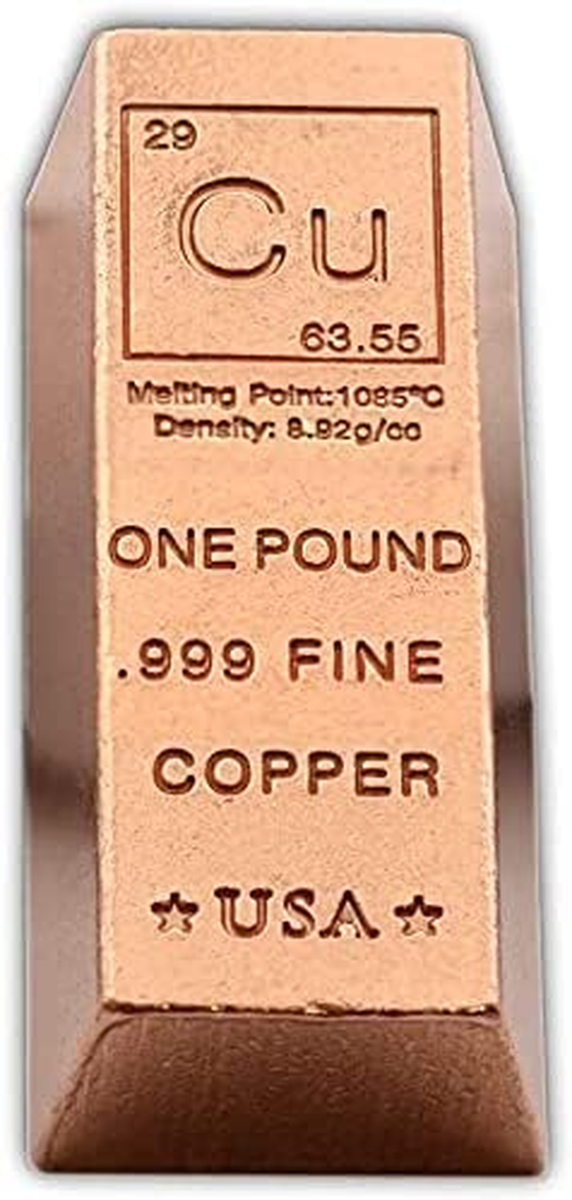 1 Pound Copper Bar Ingot Paperweight - .999 Pure Copper Bar