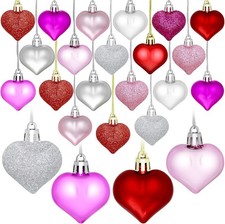 48 Pieces Valentine's Day Heart Baubles Ornaments Valentine's Day Heart Shaped O