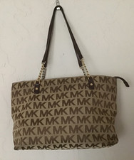 Michael Kors Monogram MK Signature Bag Canvas with Leather Trim