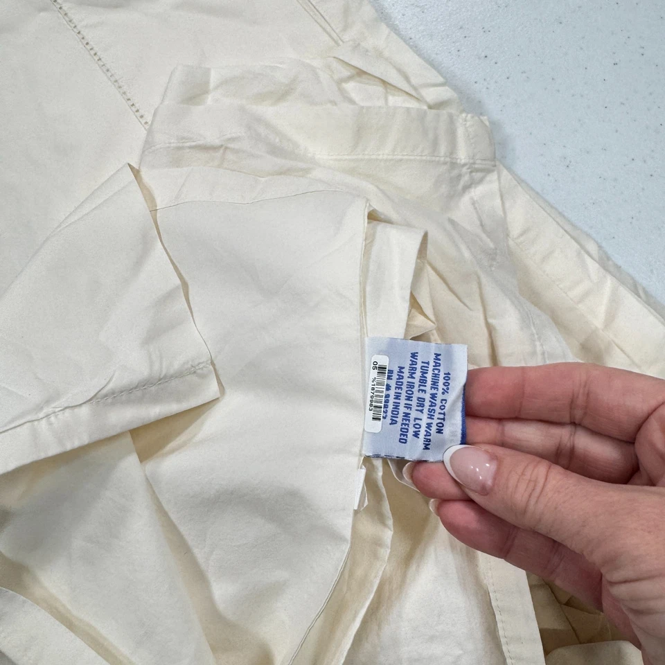 Sábana plana pino cono colina queen sólido blanco crema algodón tradicional neutro Foto 3 de 4