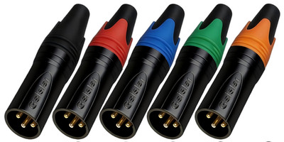 5 Pack 5 colors XLR 3Pin Male Audio Connector Fine Nickel plated Black housing