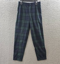 Polo Ralph Lauren Plaid Chino Pants Boys M 10/12 Green Multi Zip/Button Closure