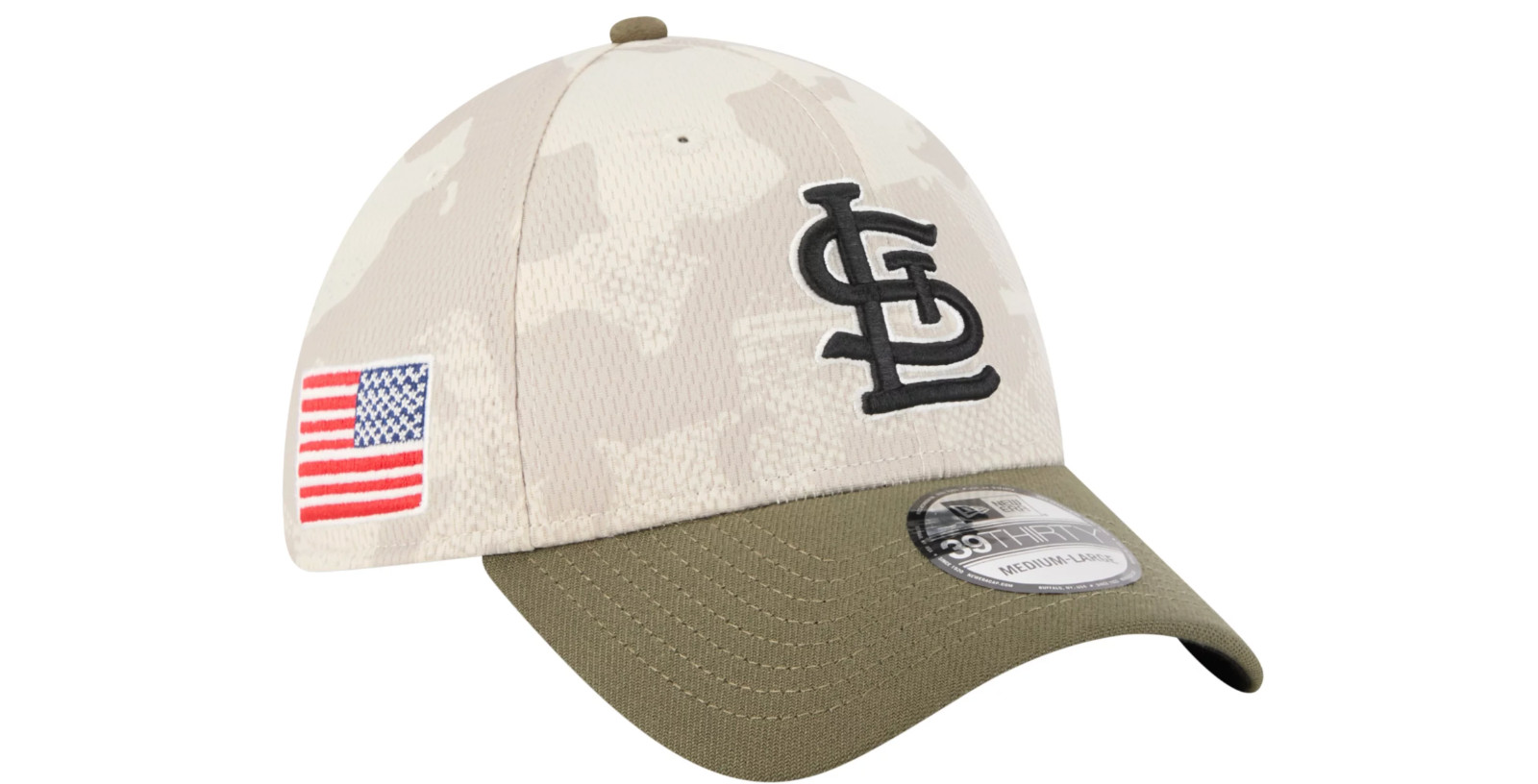 St. Louis Cardinals Hat Cap Stretch Fit M/L Camo Armed Forces Day 39THIRTY NWT