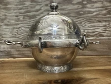 Antique W. M. Rogers Mfg Co Butter Dish Silver Quadruple Plate Dome W Insert 807