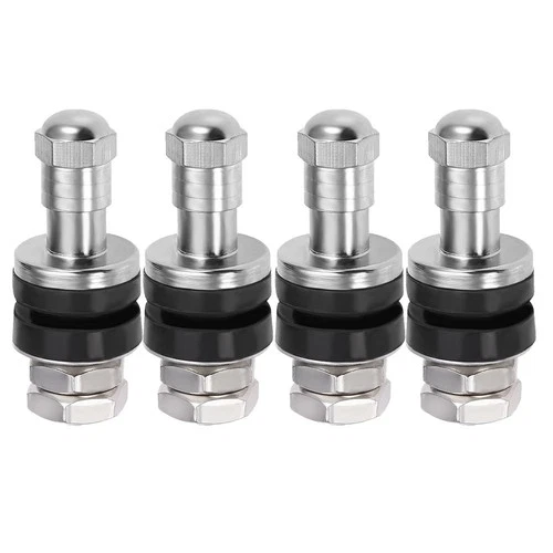 Metal/Chrome Tire Valve Stems High Pressure Bolt in Valve Stem Flush Mount 4 Pcs - Picture 1 of 6