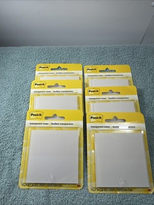 6x Pack Post-it Notes Transparent Clear 36 Sheet/Pad 216 Total Invisible Lot Set