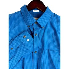 Calvin Klein Men's Blue Plaid Non Iron Button Down Shirt Size Large Long Sleeve