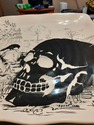 SPOOKY GRAVEYARD SCENE CERAMIC PLATE SETS ( MAXCERA )** 2 SETS OF 2 ** - Picture 2 of 8