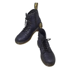 Dr. Martens Doc Docs Delaney Sz 1 Girls Boots Glitter Black Combat AW004