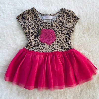 Girl's Size 18 months Leopard Print Pink Tutu Dress Rose Floral Graphic