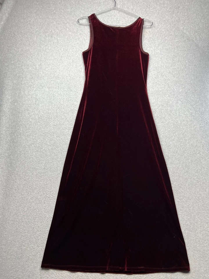 复古 90 年代 Y2K Carole Little Dress 4 Maxi Velvet Fairy Grunge Whimsygoth 红色 — 第 2/4 张图片