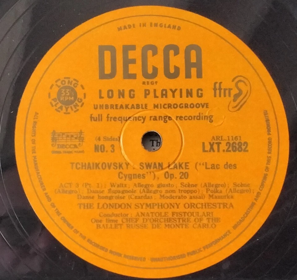 DECCA LXT 2681/82 UK TCHAIKOVSKY, FISTOULARI SWAN LAKE MONO ED 1 2LP's - Image 3 of 4