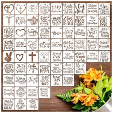 65Pcs Small Stencils for Painting on Wood Burning Reusable 3 x 3 inches, white