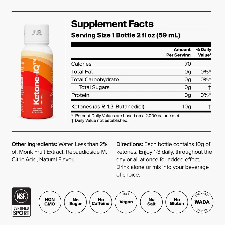 Ketone-IQ Exogenous Ketone Energy Shots - No Caffeine - 6 Pack | Mental Focus - Imagem 2 de 4