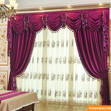 high grade European red Italian velvet cloth blackout curtain tulle valance N942