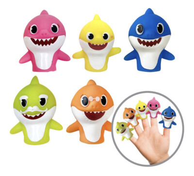 NEW Nickelodeon Pinkfong Baby Shark Bath Time Finger Puppets Ages 3+ Vinyl