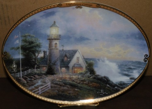 Bradford Exchange Ltd Ed #238D 3rd in Series "Lighthouse Cottage" Oval T Kinkade - Picture 7 of 11