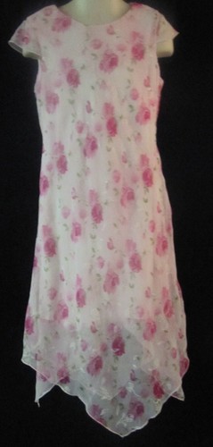 IZ Byer California Sleeveless Pink Dress with Roses Size 6