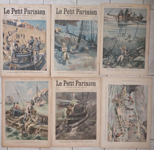 Le Petit Parisien / Journal - Set 6 verschiedene Ausgaben SCAPHANDRIER Diving Diver