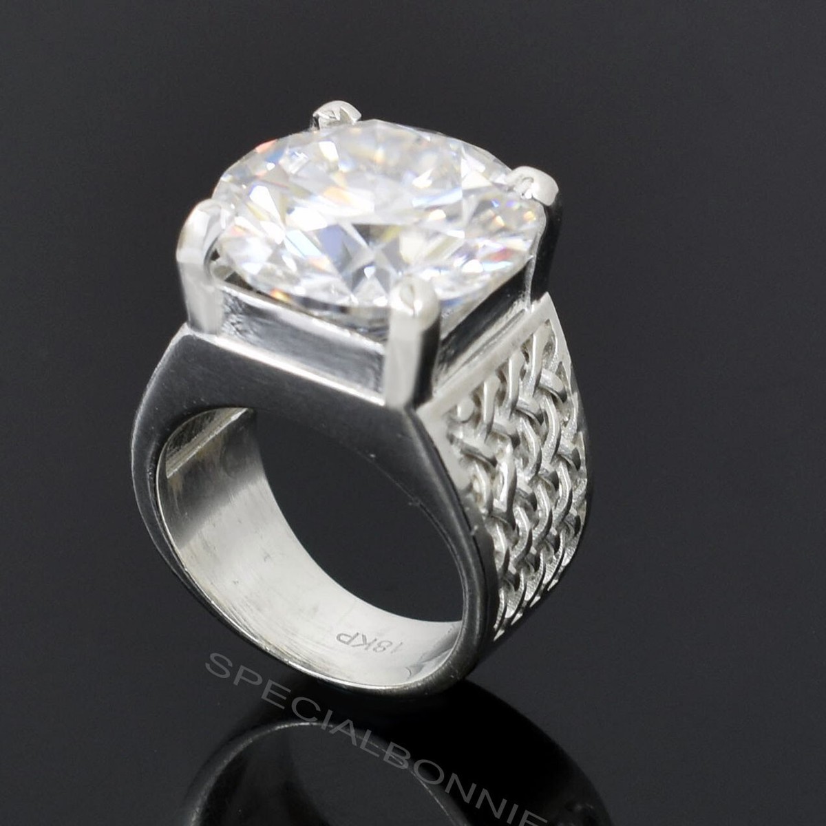 A rare diamond-white gold ring Lorena Lab Grown Diamond Ring -14K White Gold, Hidden Halo  main image 3