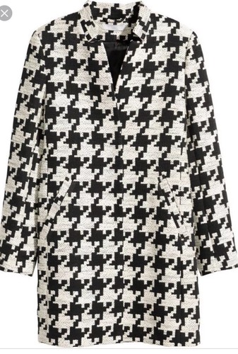H\u0026M Houndstooth Coat Blackwhite EU 34 