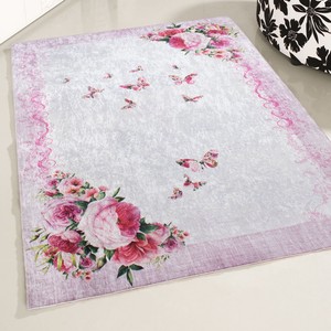 Teppich Kurzflor Waschbar Bei 30 C Rutschhemmender Rucken Blumen
