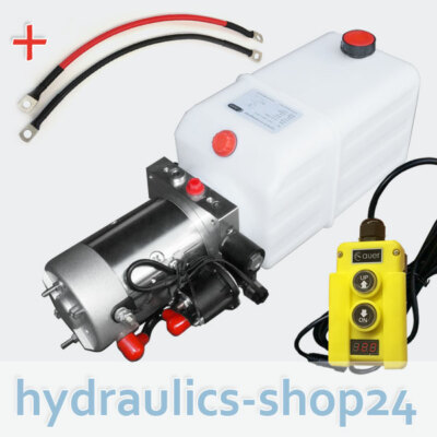 800W Elektrische Hydraulikpumpe 12V – 1,5L Tank, 2850 U/min, Für Kipper & Anhänger, Inkl. Spannungsanzeiger