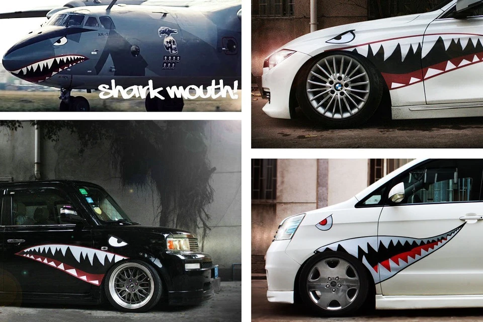 Conjunto completo 60" tamanho completo boca de tubarão com decalques de vinil cortados para carro caminhão - Imagem 4 de 4