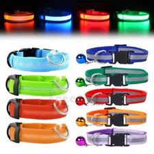 Dog LED Collar Blinking Night Flashing Light Up Glow Adjustable Pets Safety USA